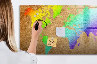 Tablica magnetyczna do pisania tęczowa mapa świata