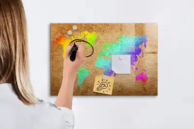 Tablica magnetyczna do pisania tęczowa mapa świata