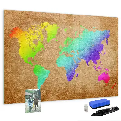Tablica magnetyczna do pisania tęczowa mapa świata