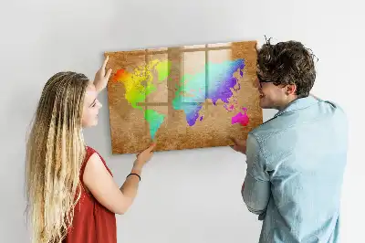 Tablica magnetyczna do pisania tęczowa mapa świata