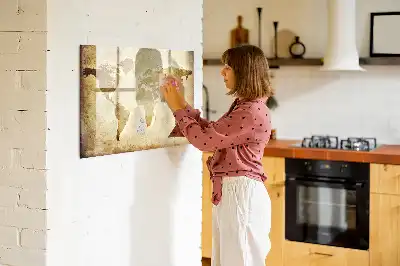 Tablica magnetyczna do pisania ze wzorem starej mapy świata