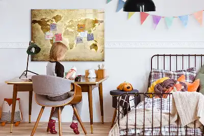 Tablica magnetyczna do pisania ze wzorem starej mapy świata