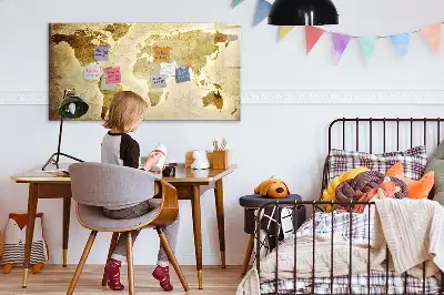 Tablica magnetyczna do pisania ze wzorem starej mapy świata