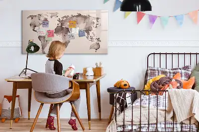 Tablica magnetyczna do pisania z motywem akwarelowej mapy świata