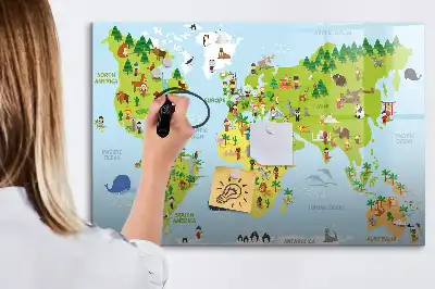 Kulturowa mapa świata tablica magnetyczna z pisakiem