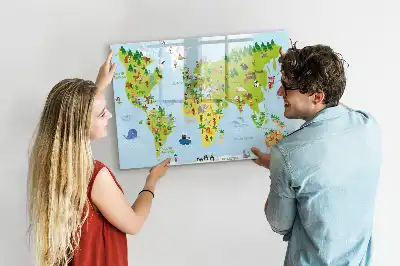 Kulturowa mapa świata tablica magnetyczna z pisakiem