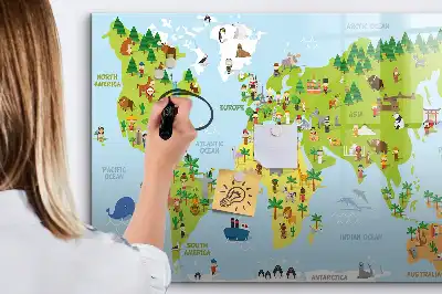 Kulturowa mapa świata tablica magnetyczna z pisakiem
