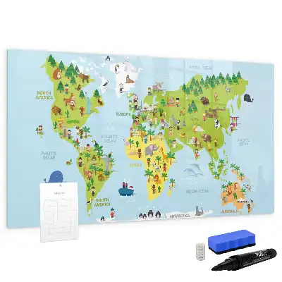 Kulturowa mapa świata tablica magnetyczna z pisakiem