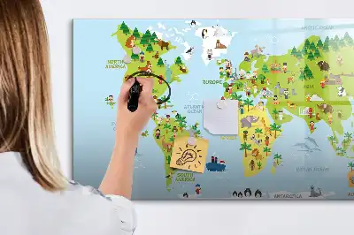Kulturowa mapa świata tablica magnetyczna z pisakiem