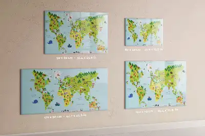Kulturowa mapa świata tablica magnetyczna z pisakiem
