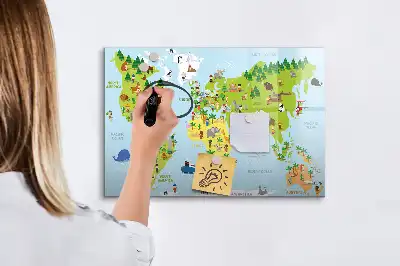 Kulturowa mapa świata tablica magnetyczna z pisakiem