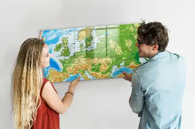 Geograficzna mapa świata w wersji jako tablica magnetyczna z pisakiem