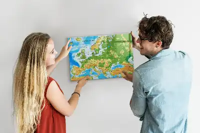 Geograficzna mapa świata w wersji jako tablica magnetyczna z pisakiem