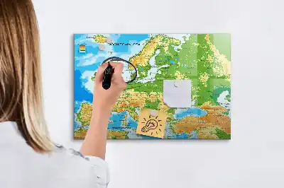 Geograficzna mapa świata w wersji jako tablica magnetyczna z pisakiem
