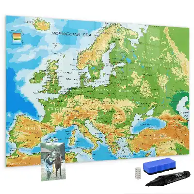Geograficzna mapa świata w wersji jako tablica magnetyczna z pisakiem
