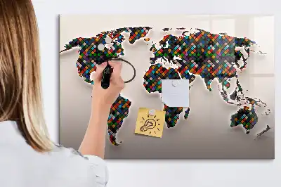 Tablica magnetyczna z pisakiem z motywem abstrakcyjnej mapy świata