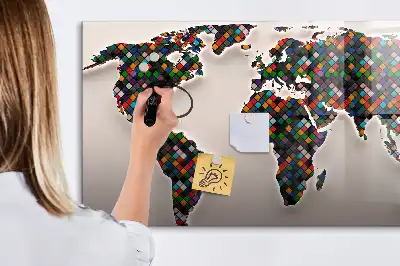 Tablica magnetyczna z pisakiem z motywem abstrakcyjnej mapy świata