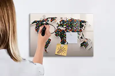 Tablica magnetyczna z pisakiem z motywem abstrakcyjnej mapy świata