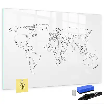 Konturowa mapa świata wersja magnetyczna z pisakiem