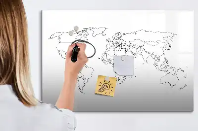 Konturowa mapa świata wersja magnetyczna z pisakiem