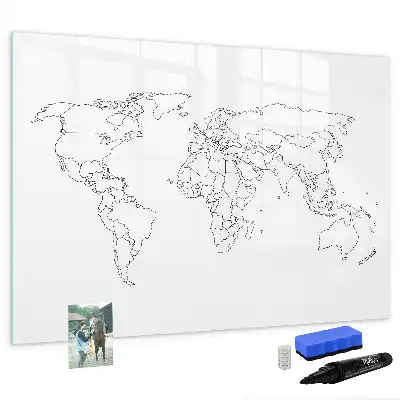 Konturowa mapa świata wersja magnetyczna z pisakiem