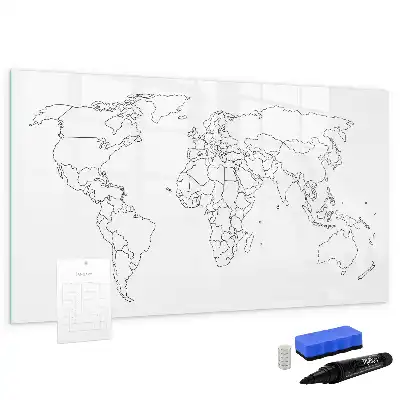 Konturowa mapa świata wersja magnetyczna z pisakiem