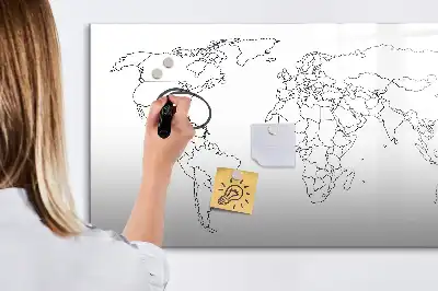 Konturowa mapa świata wersja magnetyczna z pisakiem