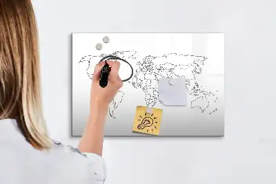 Konturowa mapa świata wersja magnetyczna z pisakiem