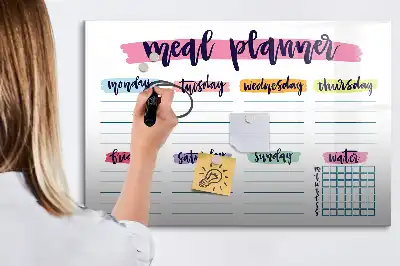 Tablica magnetyczna z planem tygodniowego menu