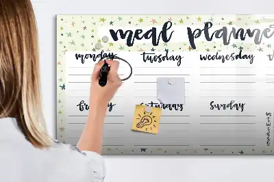 Tablica magnetyczna z pisakiem tygodniowe menu w gwiazdki