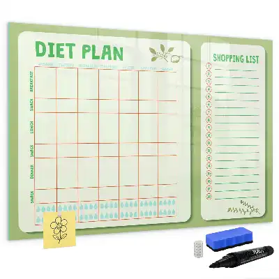 Tablica magnetyczna do pisania z planem tygodniowego menu