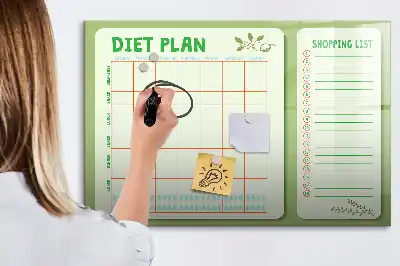 Tablica magnetyczna do pisania z planem tygodniowego menu