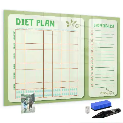 Tablica magnetyczna do pisania z planem tygodniowego menu