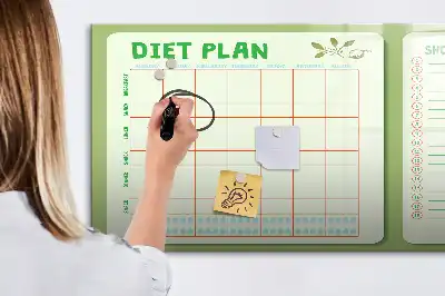 Tablica magnetyczna do pisania z planem tygodniowego menu