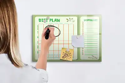 Tablica magnetyczna do pisania z planem tygodniowego menu