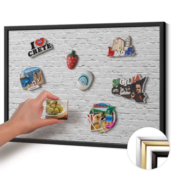 Tablica magnetyczna z czarną ramką Ceglana ściana jasny mur