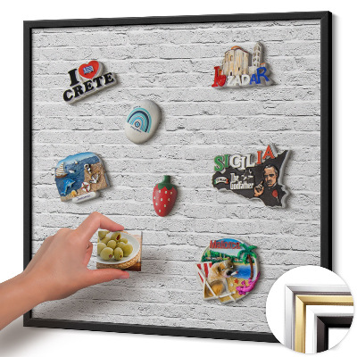 Tablica magnetyczna z czarną ramką Ceglana ściana jasny mur