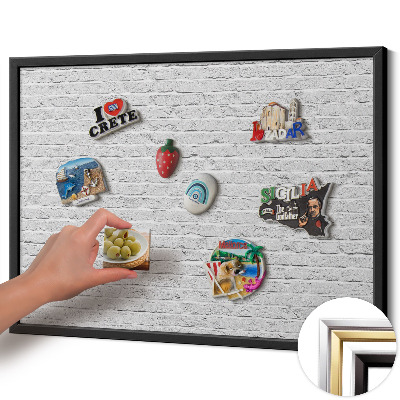 Tablica magnetyczna z czarną ramką Ceglana ściana jasny mur