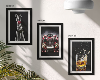 Dekoracja ścienna zestaw obrazów Kobiece nogi z różą stary samochód szklanka whisky