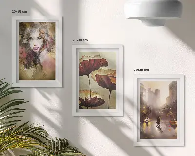 Zestaw obrazów dekoracja ścienna abstrakcja przedstawiająca portret kobiety z kwiatami w deszczowym mieście