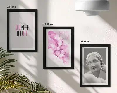 Dekoracja ścienna zestaw obrazów z motywem abstrakcji akwarelowej, inspirującego hasła i antycznej rzeźby