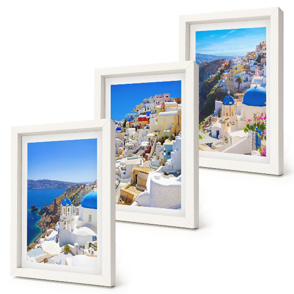 Tryptyk w ramie Krajobraz architektury widoki miasta Oia Santorini Grecja