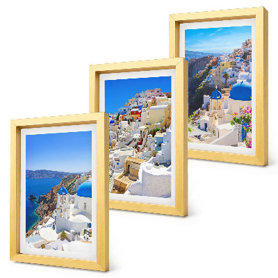 Tryptyk w ramie Krajobraz architektury widoki miasta Oia Santorini Grecja