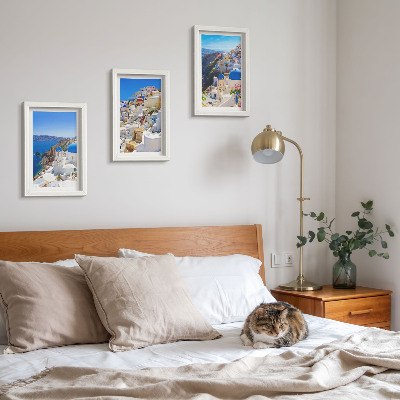 Tryptyk w ramie Krajobraz architektury widoki miasta Oia Santorini Grecja