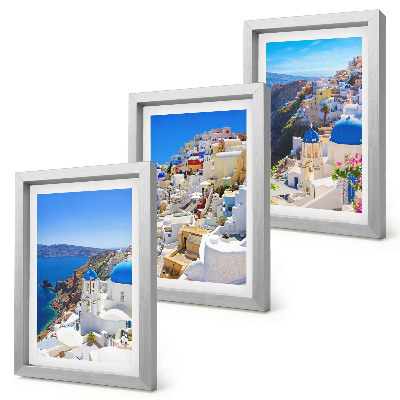 Tryptyk w ramie Krajobraz architektury widoki miasta Oia Santorini Grecja