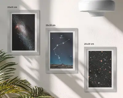 Zestaw obrazów dekoracja ścienna galaktyka kosmos ze znakiem zodiaku Wodnik