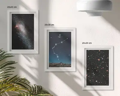 Zestaw obrazów dekoracja ścienna galaktyka kosmos ze znakiem zodiaku Wodnik