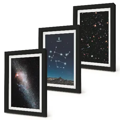 Zestaw obrazów dekoracja ścienna z motywem znaku zodiaku Bliźnięta w galaktyce z gwiazdami