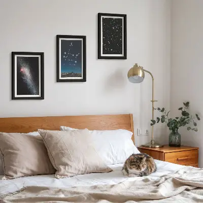 Zestaw obrazów dekoracja ścienna z motywem znaku zodiaku Bliźnięta w galaktyce z gwiazdami