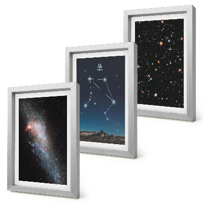 Tryptyk w ramie Kosmos galaktyka konstelacja Waga nocne niebo